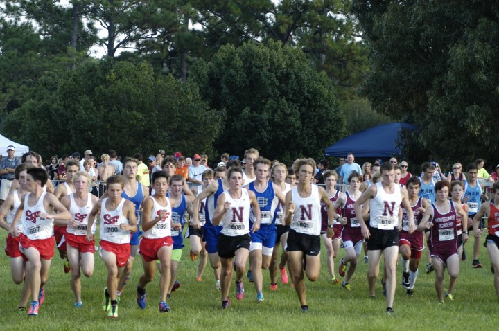 The start of the boys varsity race at the Mobile Challenge of Champions, with Niceville's Thomas Howell out in front. (Arthur Mack photo)