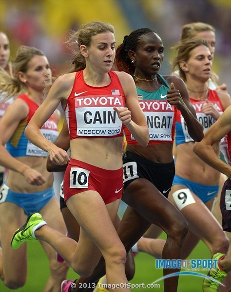 Mary Cain runs in the final of the 1,500 meters at the World Championships in Moscow